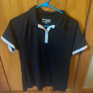 Columbia Black Polo with Leopard Print Trim